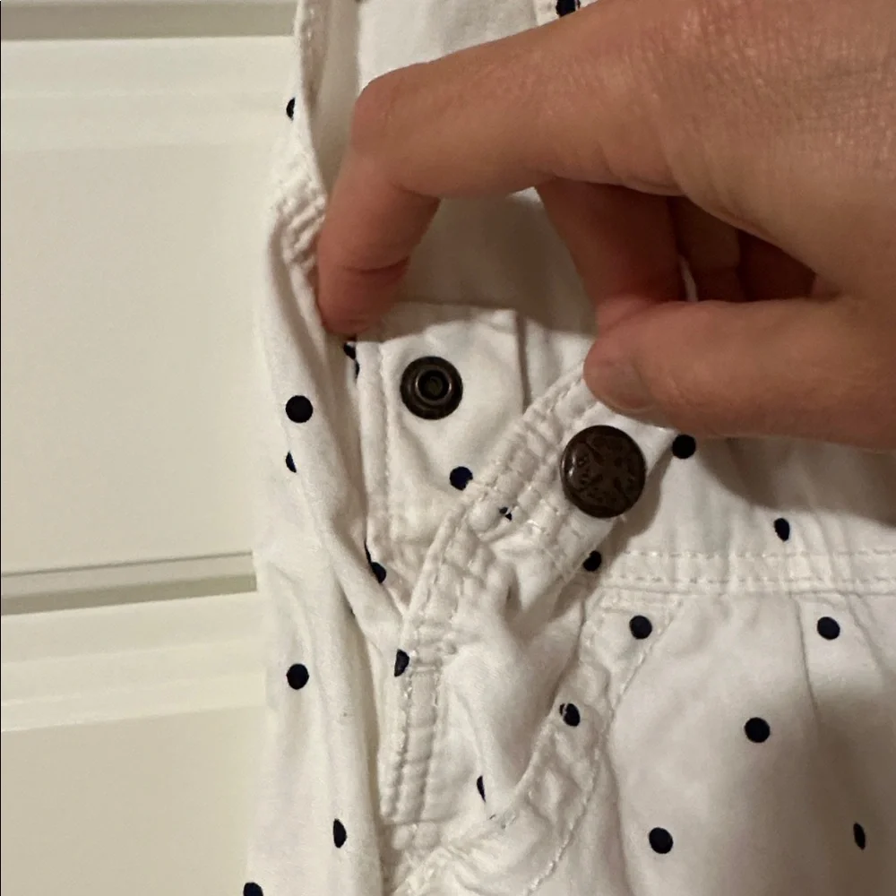 OshKosh White Polka Dot Shorts Overalls